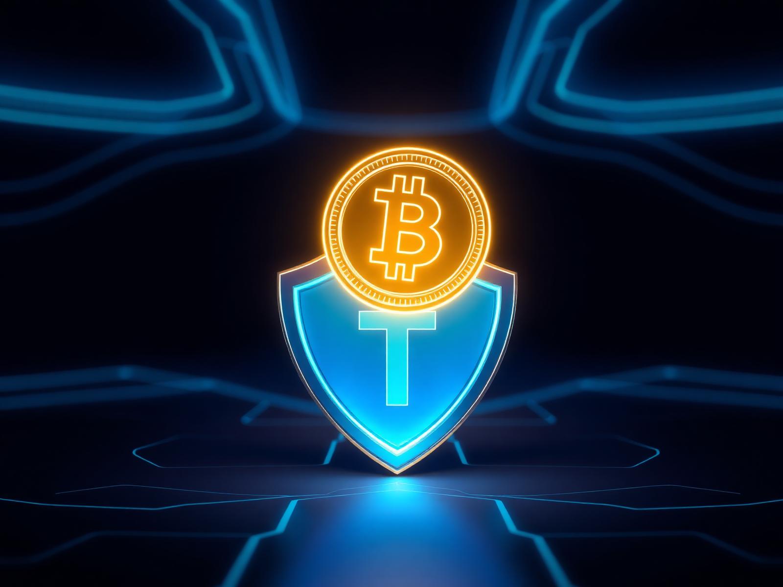 USDT coin on Trust Wallet–inspired shield